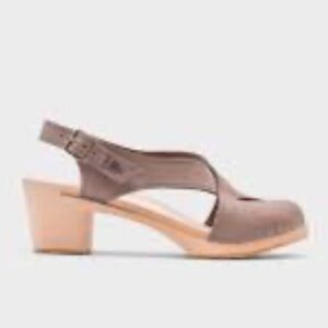 Sandgrens Swedish Morocco crossed‎ clog sandals Stone, size 41 10